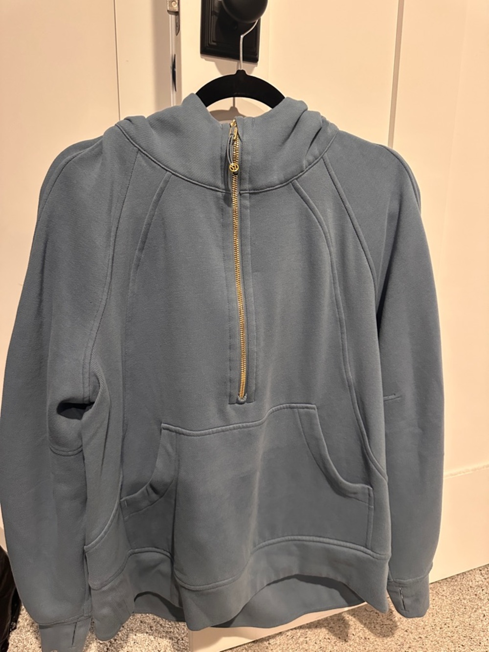 Lululemon Scuba Oversized Half-zip hoodie in Steel Blue/Gold *long
